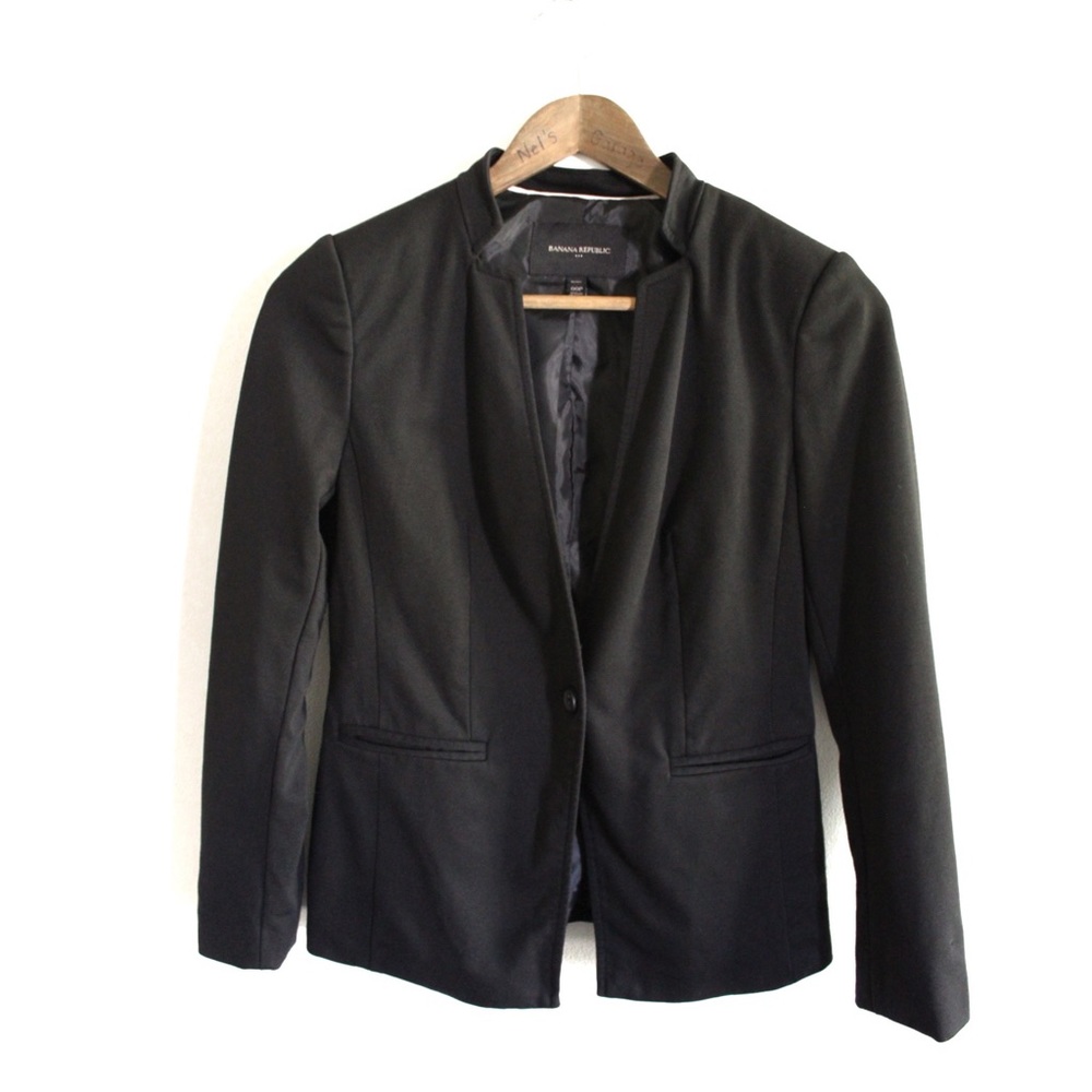 Banana Republic Black Buttoned Blazer 00P Preowned